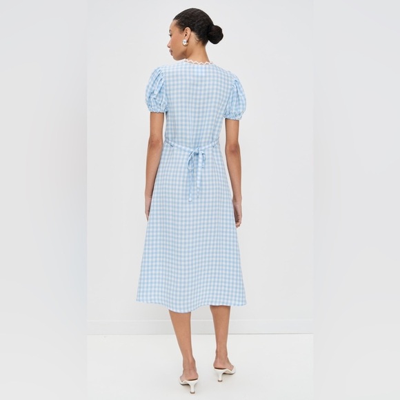 NWT SLEEPER The Genus Rosa Linen Blend Gingham Midi Dress in Blue Vichy Sz XL - Picture 15 of 15